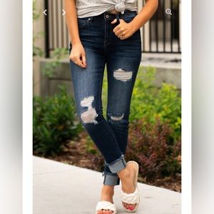 KanCan Payton High-Rise Cuffed Skinny Jeans Size 7